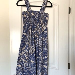 NWT ZARA Sleeveless Smocked Blue and Cream Paisley Maxi Dress Size Small